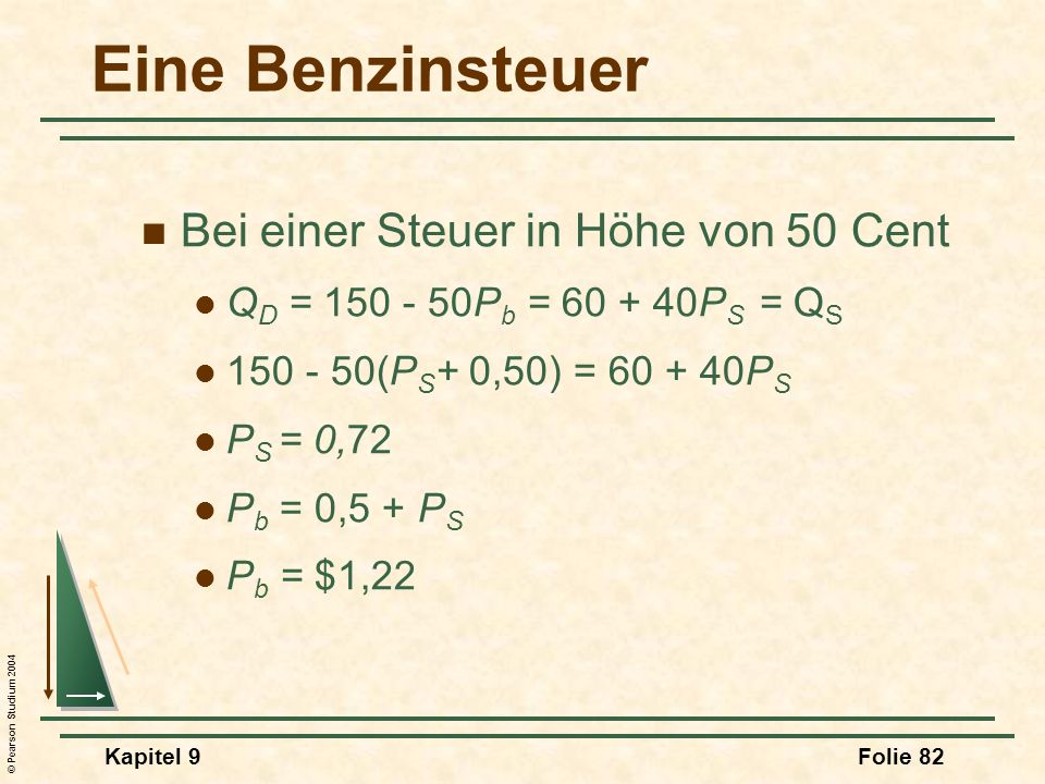 Eine Benzinsteuer Bei einer Steuer in Höhe von 50 Cent