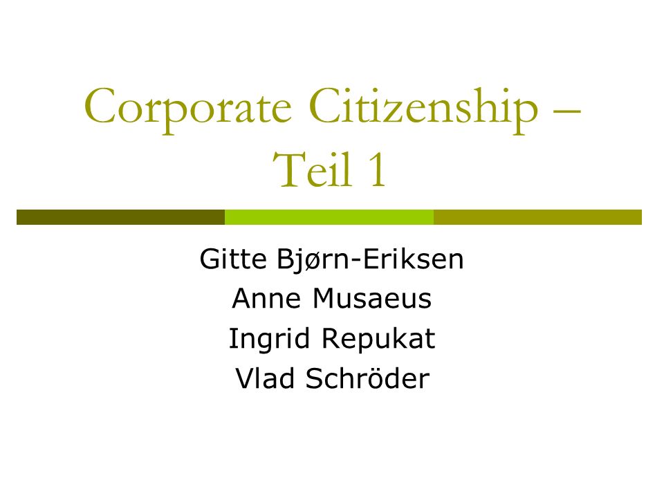 Corporate Citizenship – Teil 1