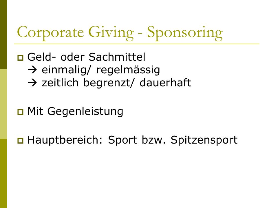 Corporate Giving - Sponsoring