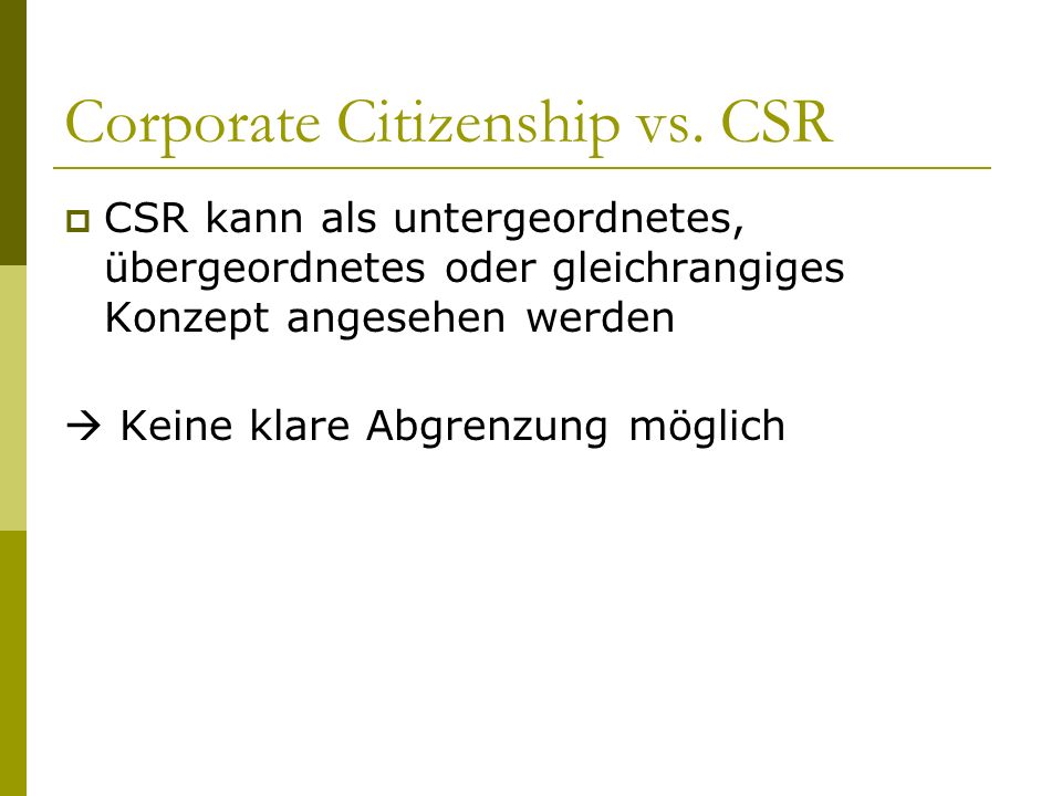 Corporate Citizenship vs. CSR