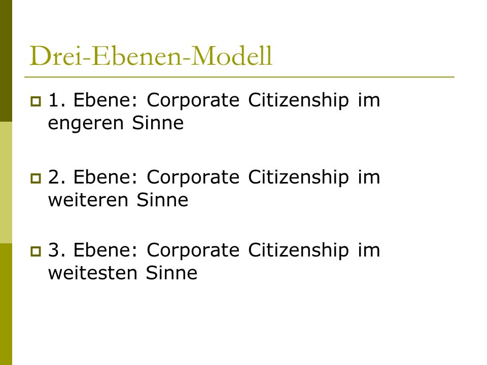 Drei-Ebenen-Modell 1. Ebene: Corporate Citizenship im engeren Sinne