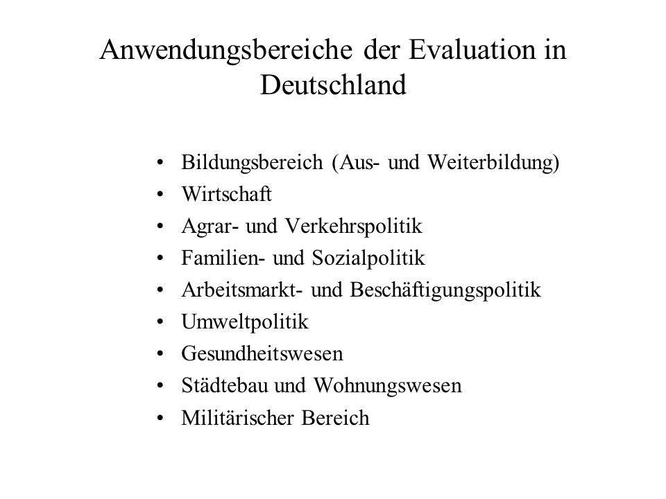 Anwendungsbereiche der Evaluation in Deutschland