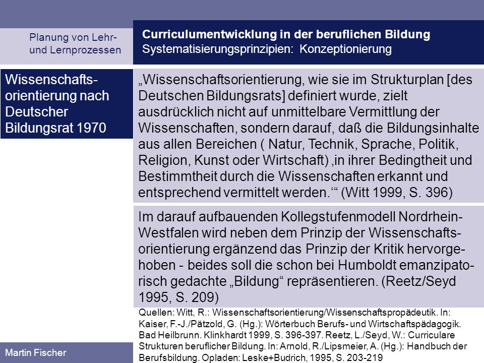 Wissenschafts-orientierung nach Deutscher Bildungsrat 1970