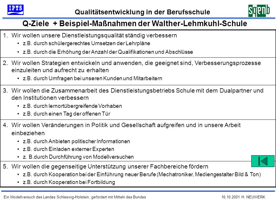 Q-Ziele + Beispiel-Maßnahmen der Walther-Lehmkuhl-Schule