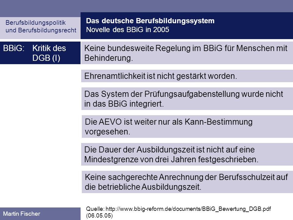 BBiG: Kritik des DGB (I)