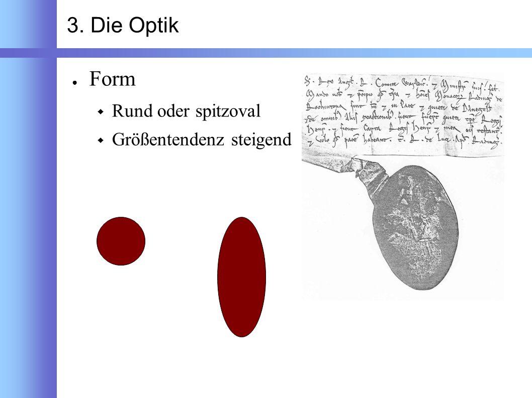 3. Die Optik Form Rund oder spitzoval Größentendenz steigend