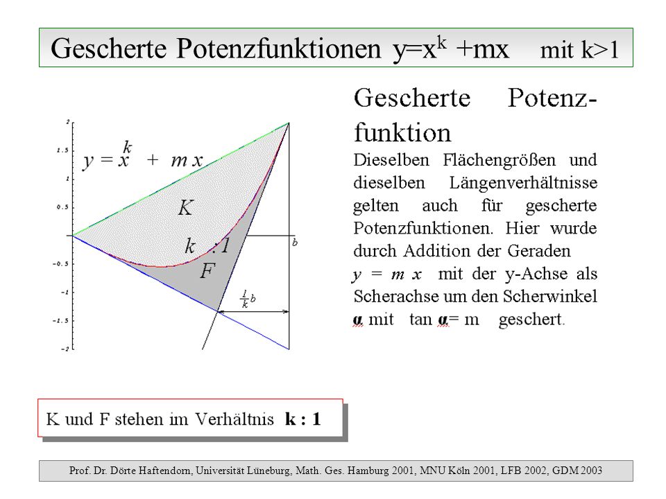 Gescherte Potenzfunktionen y=xk +mx mit k>1