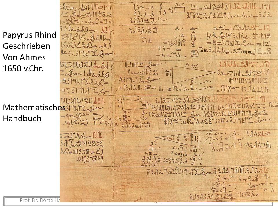 Papyrus Rhind Geschrieben Von Ahmes 1650 v.Chr. Mathematisches