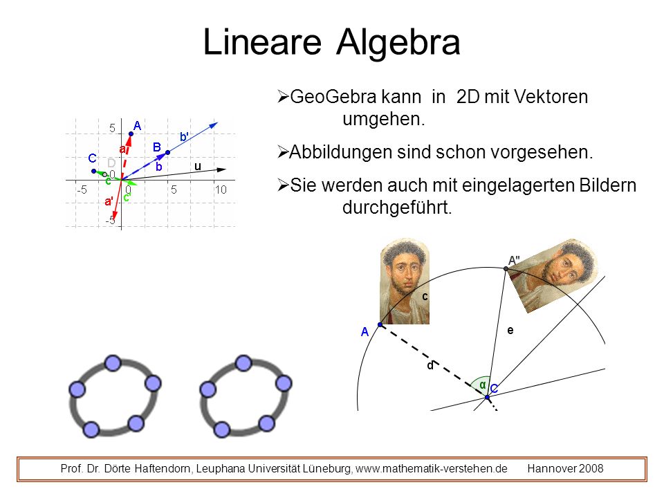 Lineare Algebra GeoGebra kann in 2D mit Vektoren umgehen.