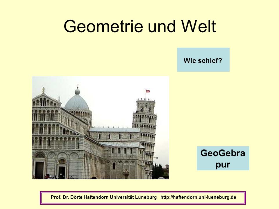 Geometrie und Welt GeoGebra pur Wie schief