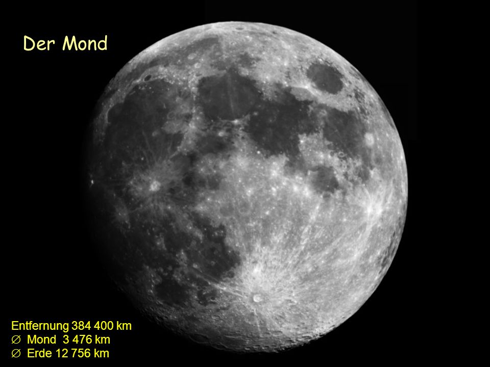 Der Mond Entfernung km  Mond km  Erde km