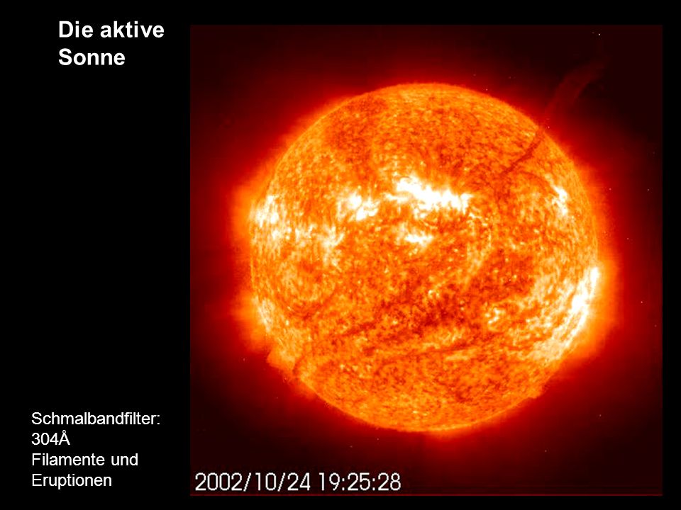 Die aktive Sonne Schmalbandfilter: 304Å Filamente und Eruptionen