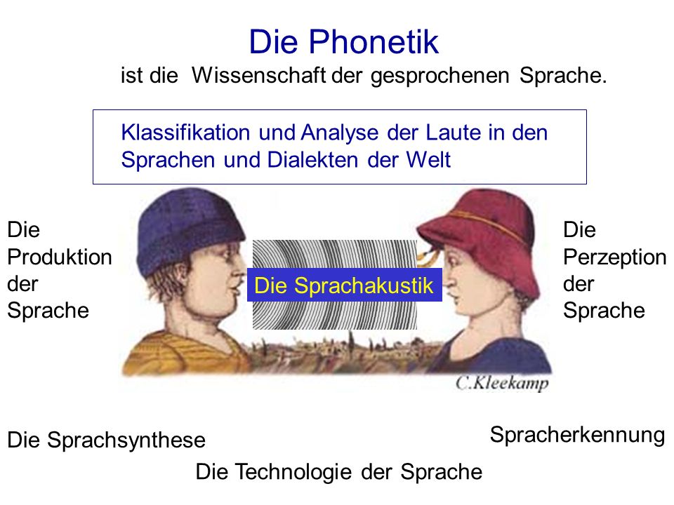 Die Phonetik ist die Wissenschaft der gesprochenen Sprache. Klassifikation und Analyse der Laute in den Sprachen und Dialekten der Welt.