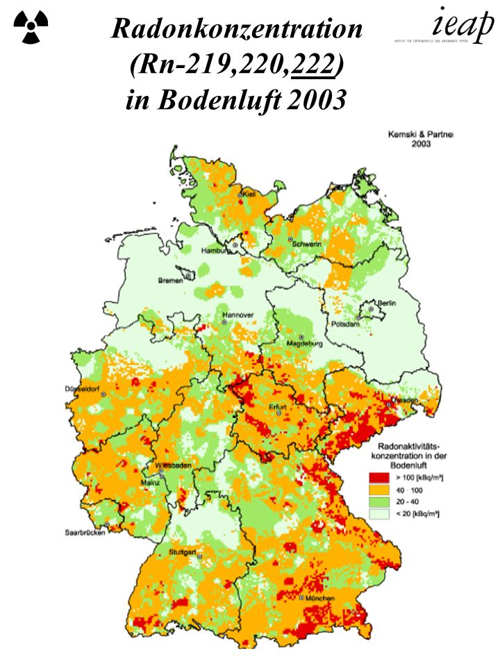 Radonkonzentration (Rn-219,220,222) in Bodenluft 2003