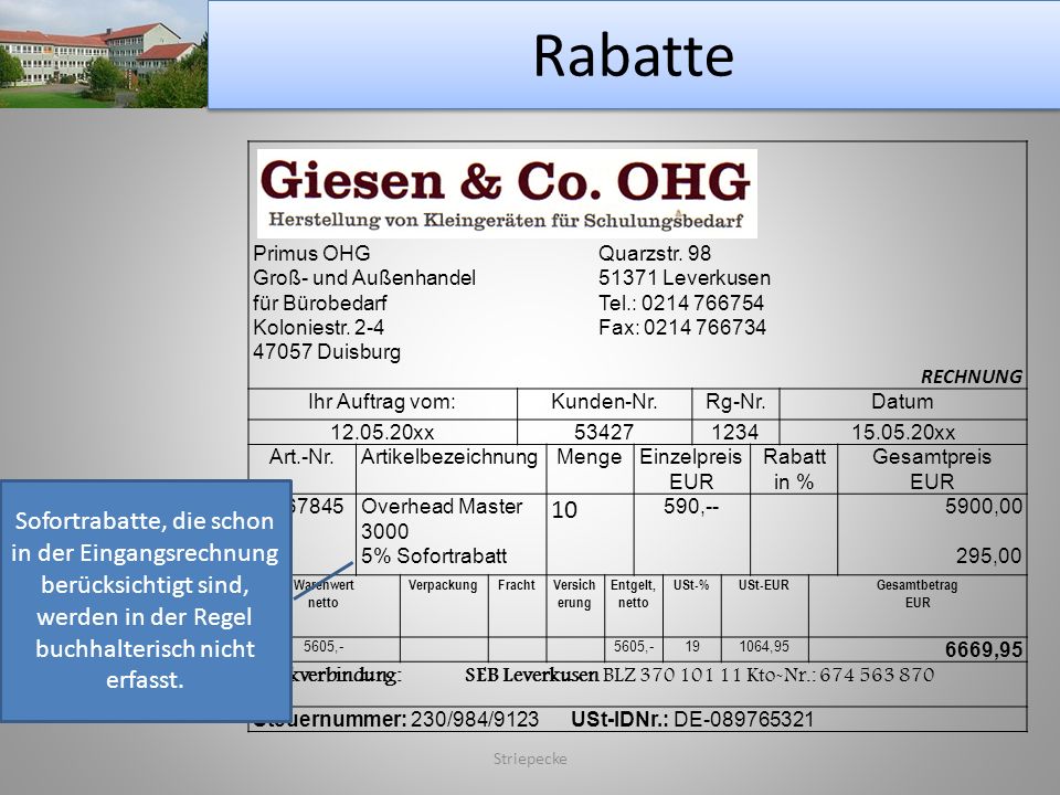 Rabatte Primus OHG Quarzstr. 98. Groß- und Außenhandel Leverkusen. für Bürobedarf Tel.: