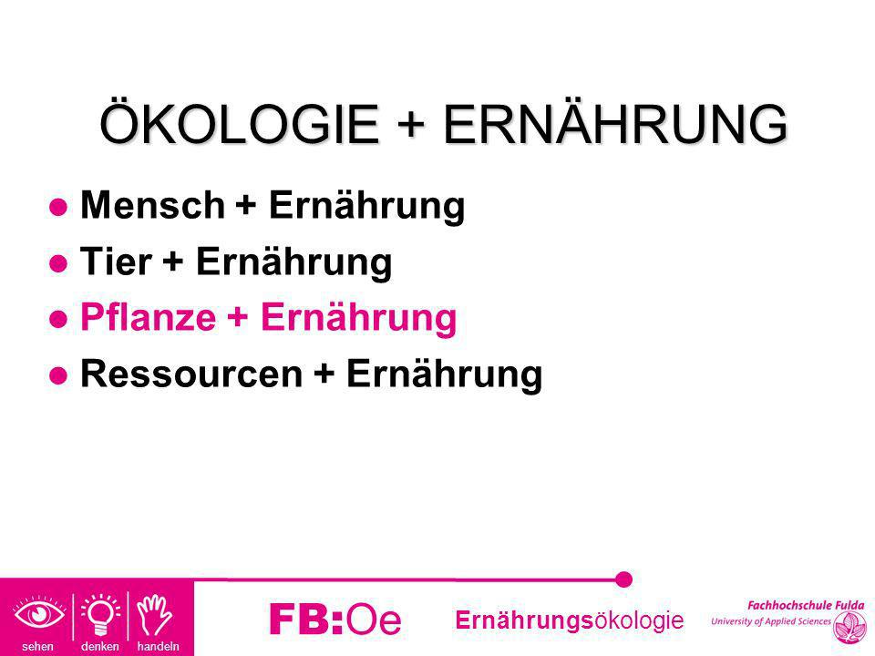 ÖKOLOGIE + ERNÄHRUNG FB:Oe Mensch + Ernährung Tier + Ernährung