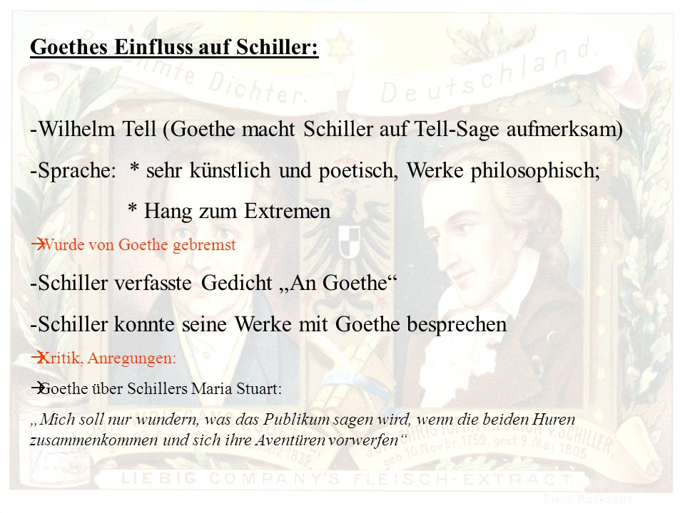 Goethes Einfluss auf Schiller: