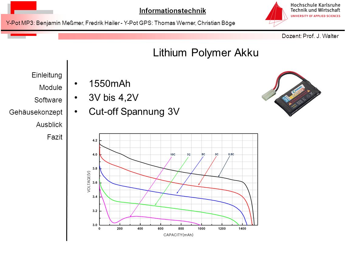 Lithium Polymer Akku 1550mAh 3V bis 4,2V Cut-off Spannung 3V