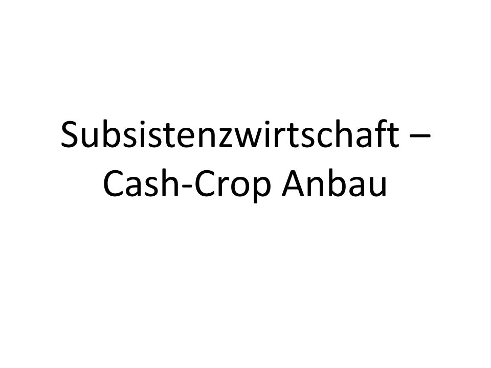 Subsistenzwirtschaft – Cash-Crop Anbau