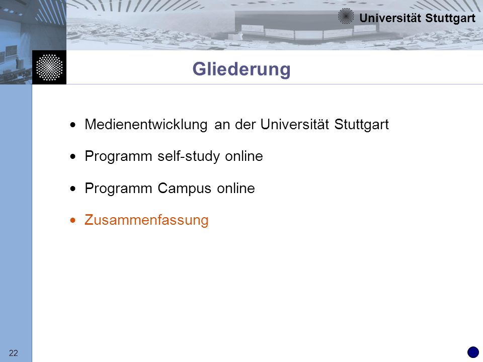 Gliederung Medienentwicklung an der Universität Stuttgart