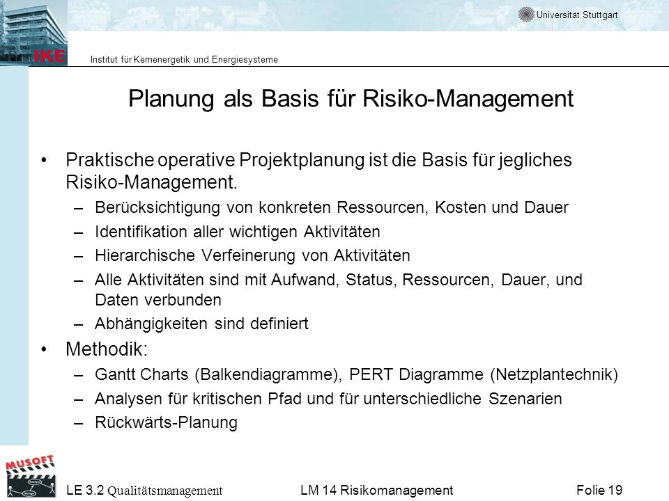 Planung als Basis für Risiko-Management