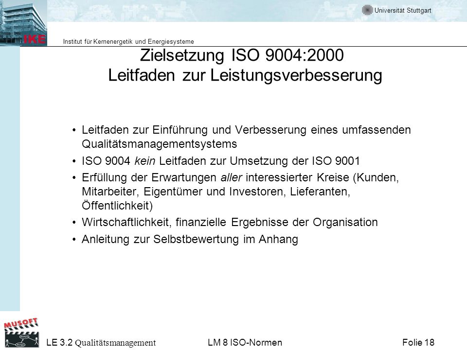 Zielsetzung ISO 9004:2000 Leitfaden zur Leistungsverbesserung