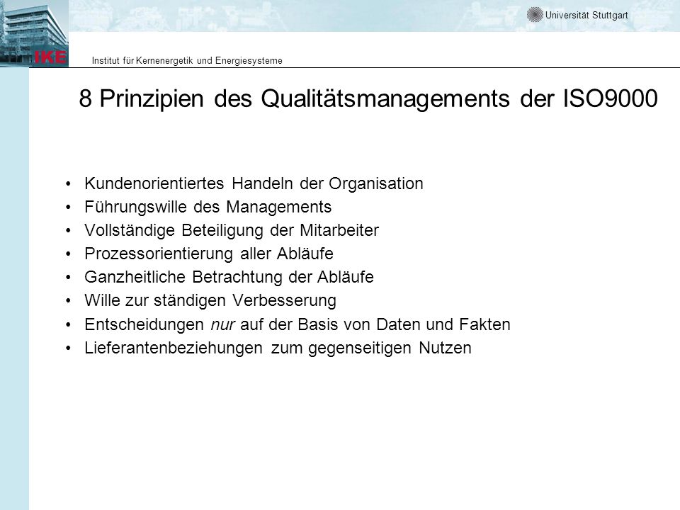 8 Prinzipien des Qualitätsmanagements der ISO9000
