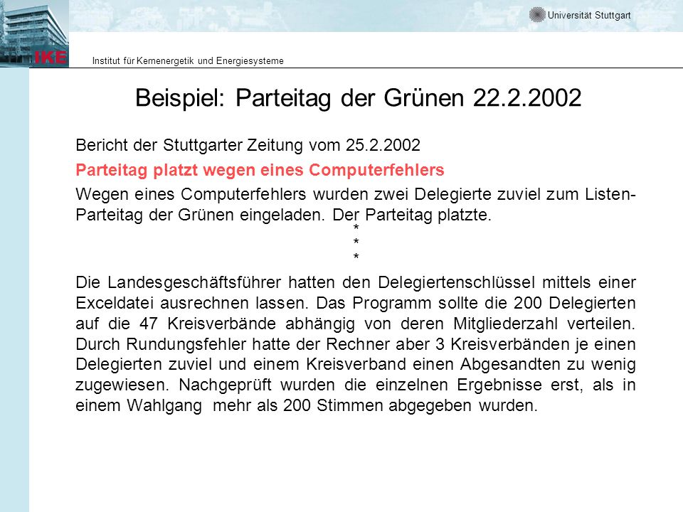 Beispiel: Parteitag der Grünen