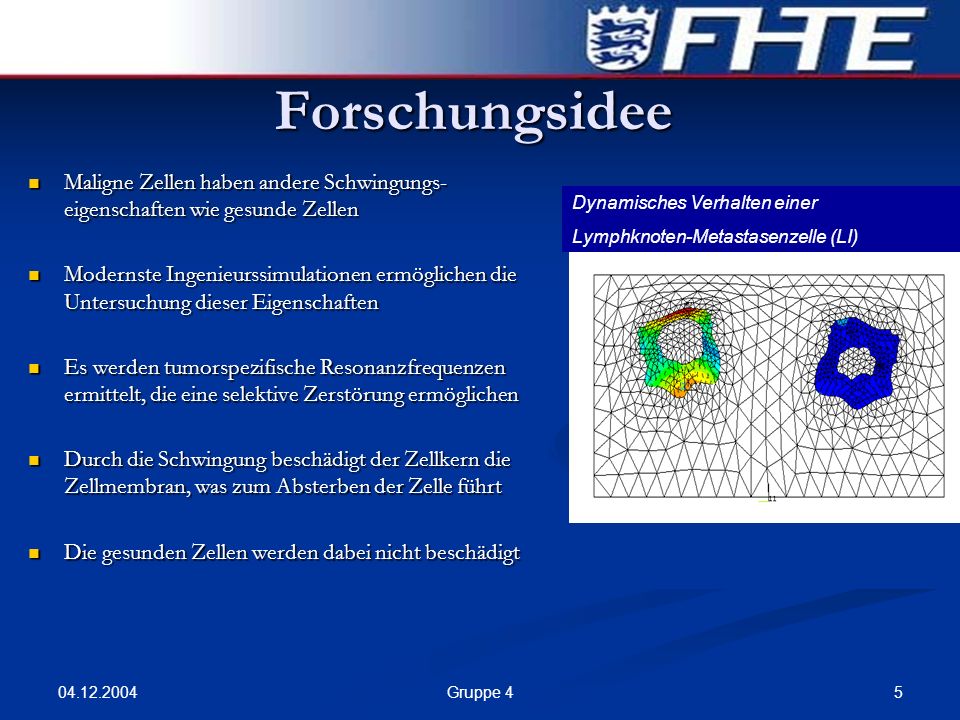 Forschungsidee Maligne Zellen haben andere Schwingungs-eigenschaften wie gesunde Zellen.
