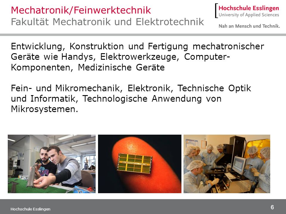 Mechatronik/Feinwerktechnik Fakultät Mechatronik und Elektrotechnik
