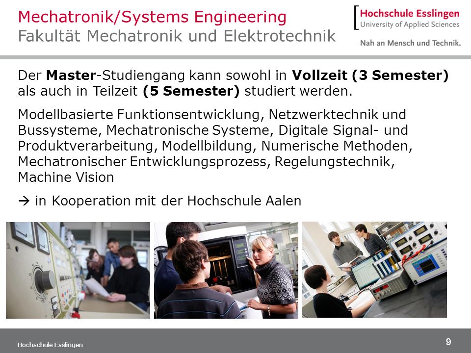 Mechatronik/Systems Engineering Fakultät Mechatronik und Elektrotechnik