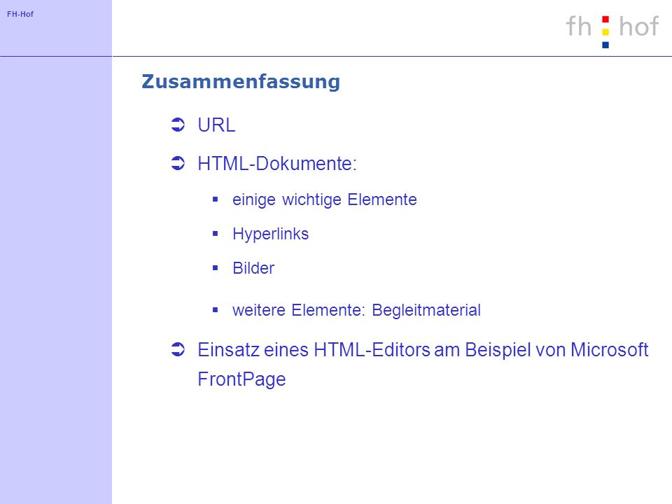 Einsatz eines HTML-Editors am Beispiel von Microsoft FrontPage