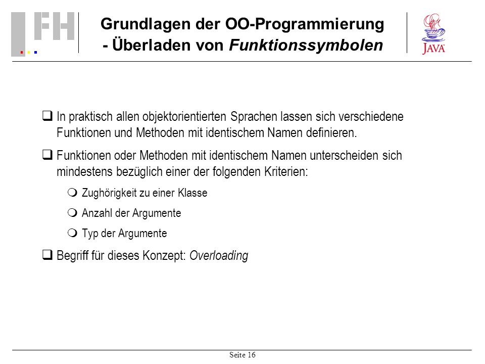 Grundlagen der OO-Programmierung - Überladen von Funktionssymbolen