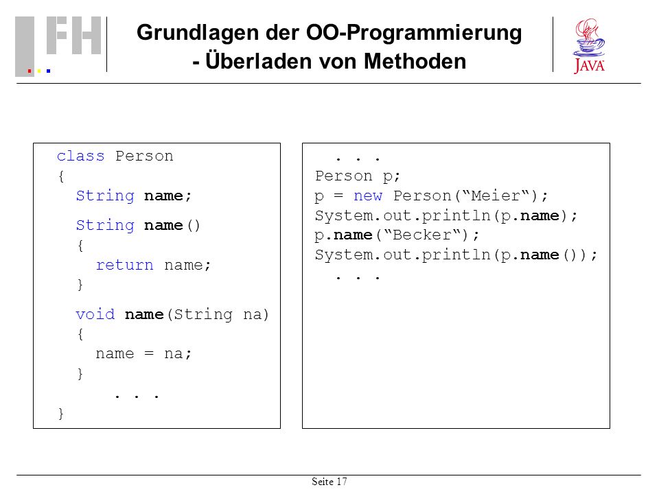 Grundlagen der OO-Programmierung - Überladen von Methoden