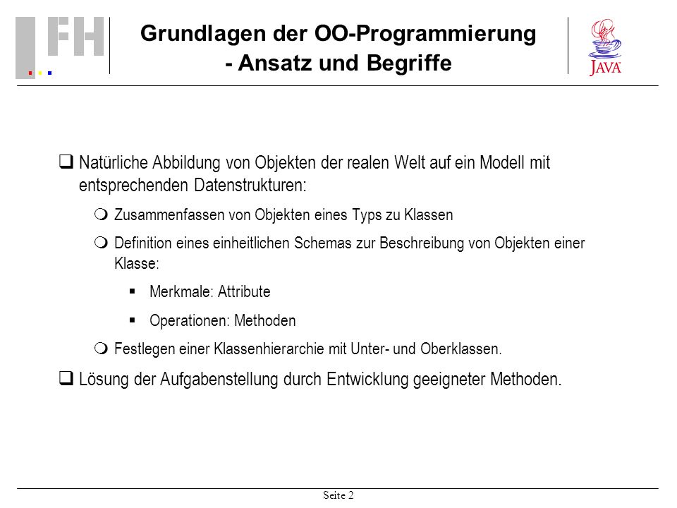 Grundlagen der OO-Programmierung - Ansatz und Begriffe