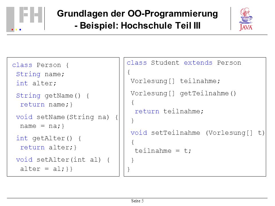 Grundlagen der OO-Programmierung - Beispiel: Hochschule Teil III