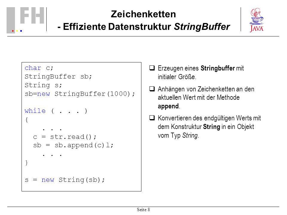 Zeichenketten - Effiziente Datenstruktur StringBuffer
