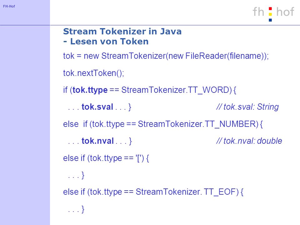 Stream Tokenizer in Java - Lesen von Token