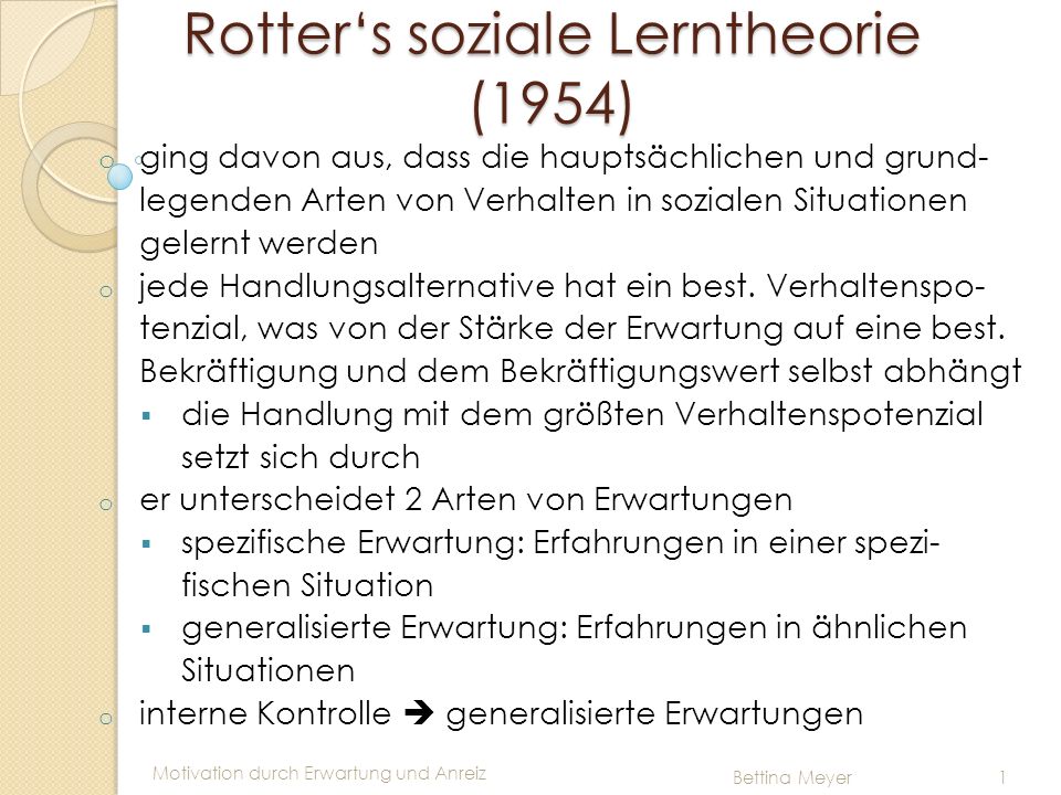 Rotter‘s soziale Lerntheorie (1954)