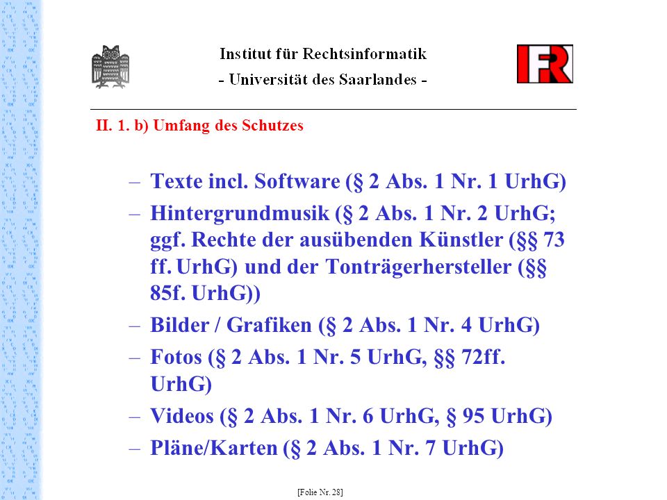Texte incl. Software (§ 2 Abs. 1 Nr. 1 UrhG)