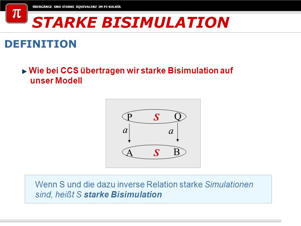 STARKE BISIMULATION DEFINITION P S Q a a A S B