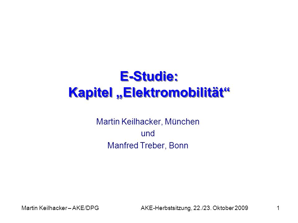 E-Studie: Kapitel „Elektromobilität