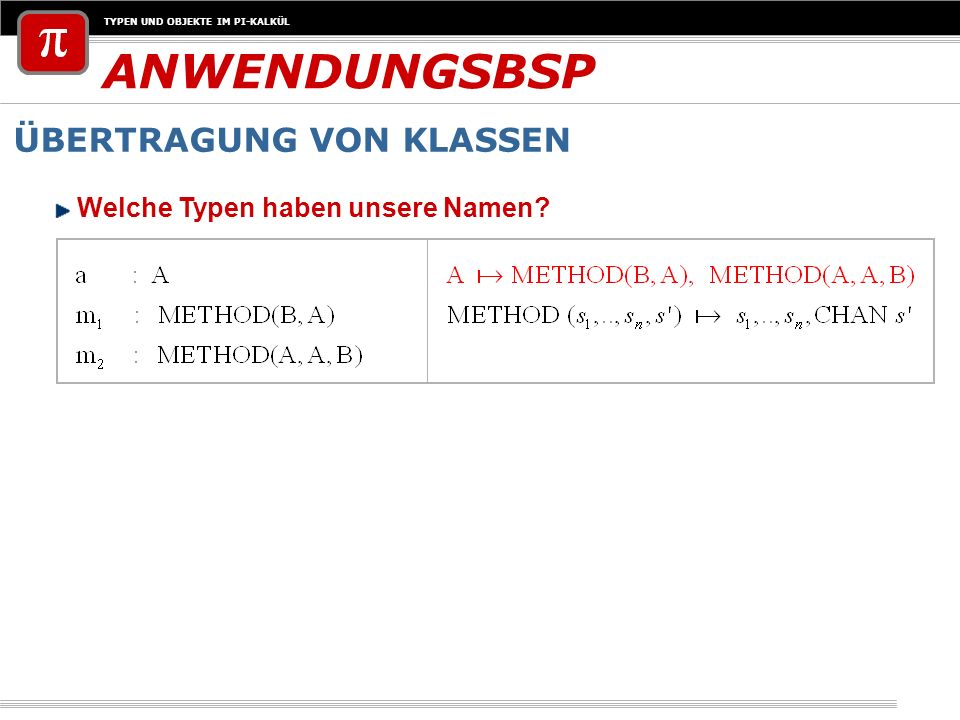 ANWENDUNGSBSP ÜBERTRAGUNG VON KLASSEN Welche Typen haben unsere Namen