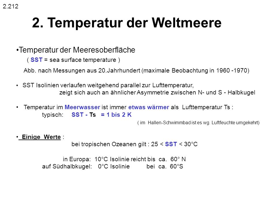 2. Temperatur der Weltmeere