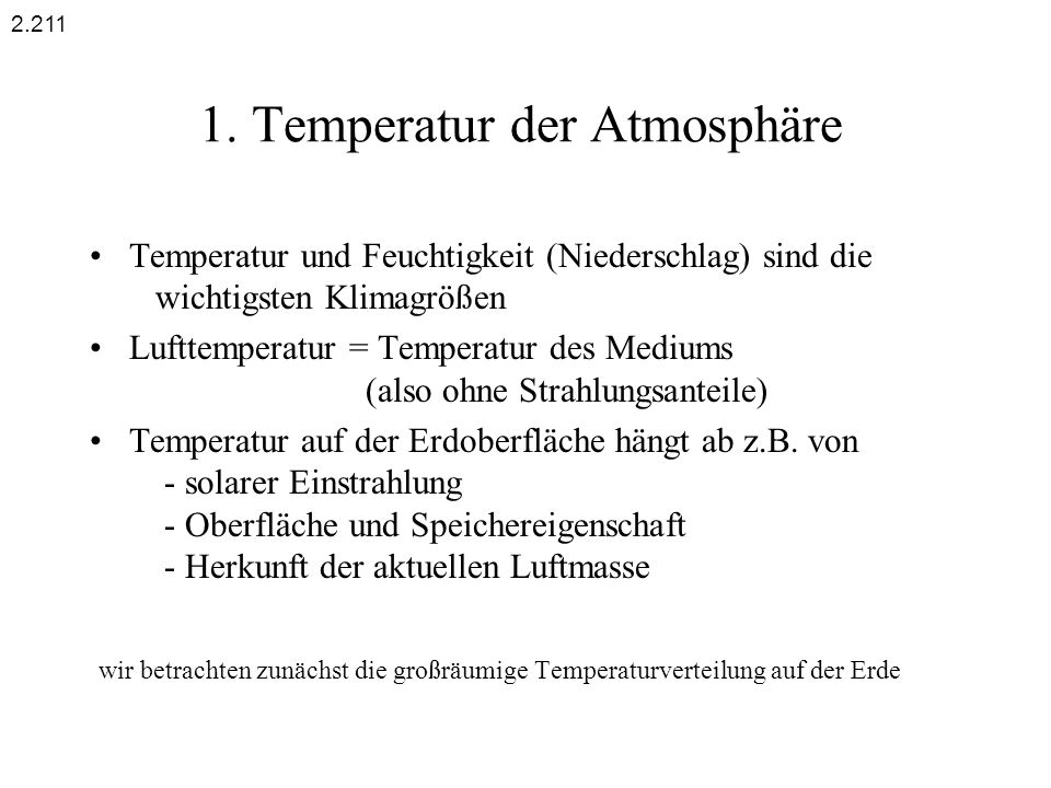 1. Temperatur der Atmosphäre