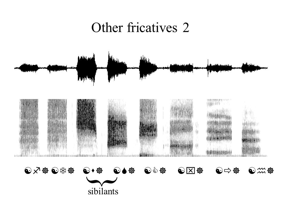 { Other fricatives 2 [f] [T] [s] [S] [C] [x] [] [h] sibilants