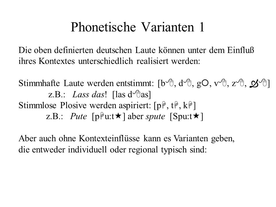 Phonetische Varianten 1