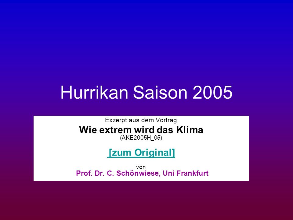 Hurrikan Saison 2005 Wie extrem wird das Klima (AKE2005H_05)