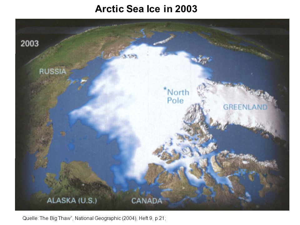 Arctic Sea Ice in 2003 Quelle: The Big Thaw , National Geographic (2004), Heft 9, p.21;