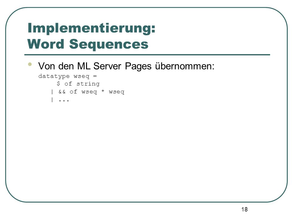 Implementierung: Word Sequences